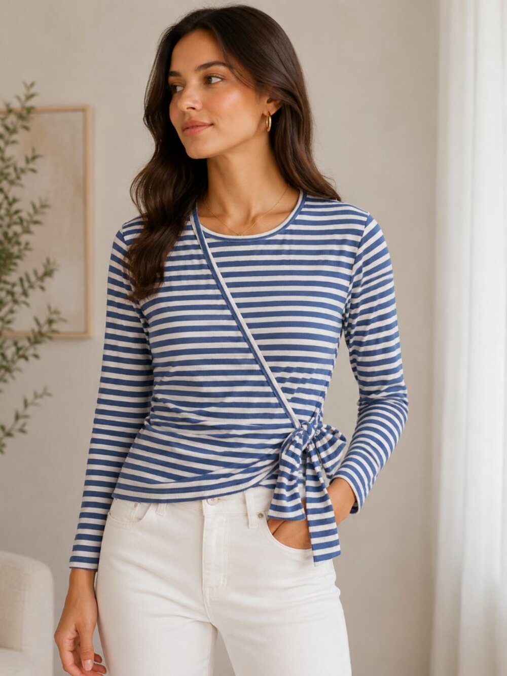 Fame Meli striped wrap t shirt